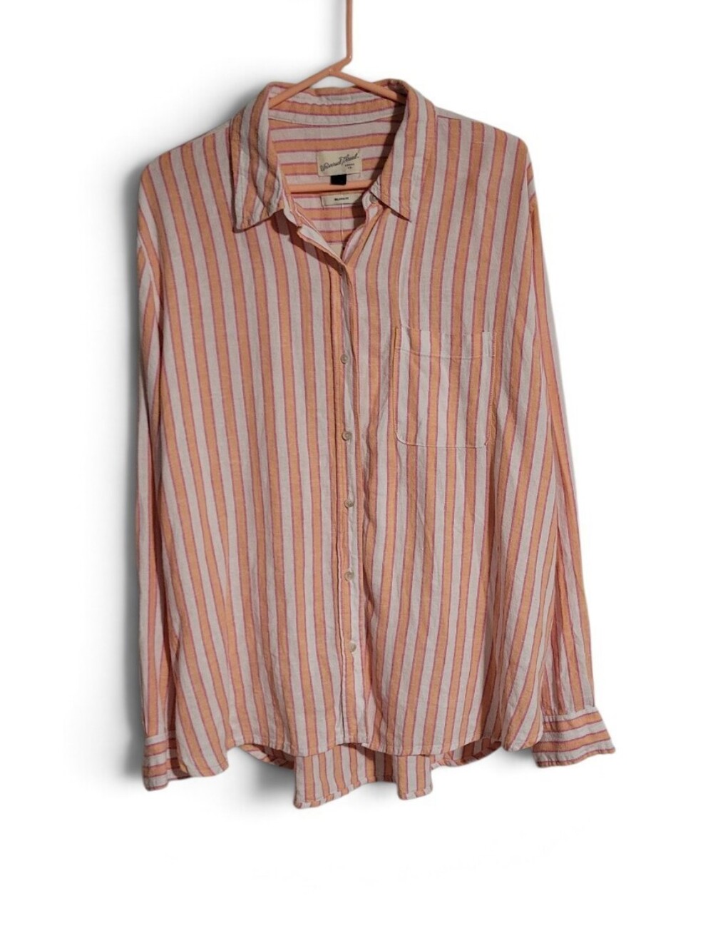 NWT Universal Thread Linen Blend Striped Button Down